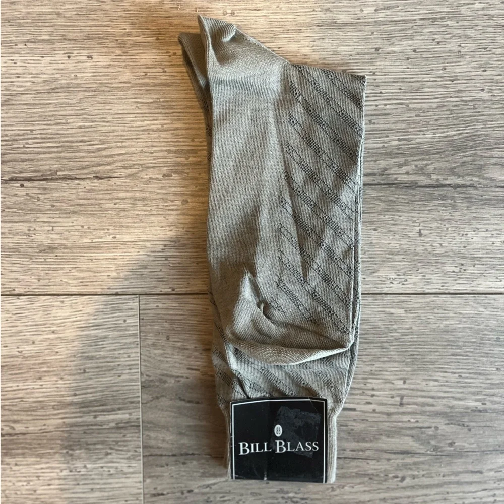Bill Blass Men’s Vintage Printed Dress Sock Taupe One Size Cotton Nylon